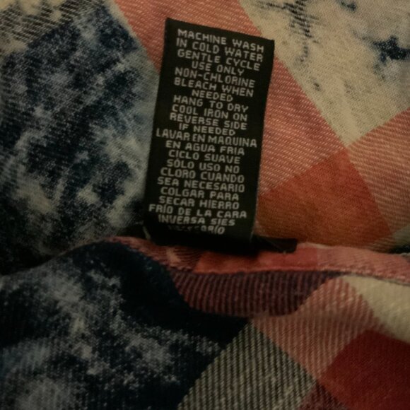 Justify Collar Denium Western Double Pocket Button Snap Pearl Plaid Women L Red - Picture 6 of 6